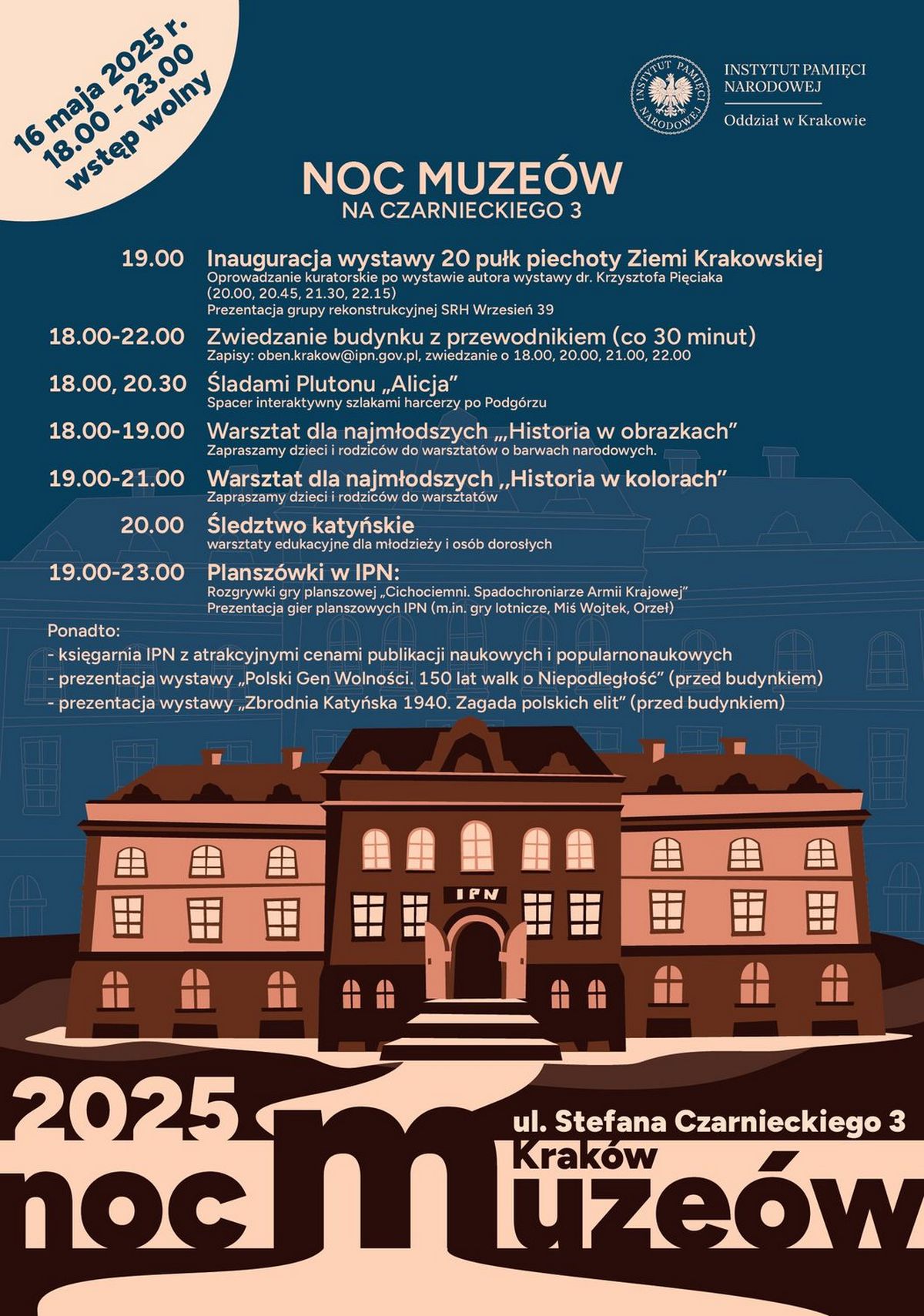 Plakat: Noc Muzeów w siedzibie oddziału IPN