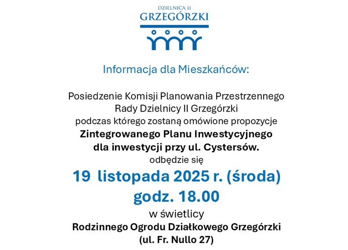 Baner - Posiedzenie Komisji Planowania Przestrzennego Rady Dzielnicy II Grzegórzki