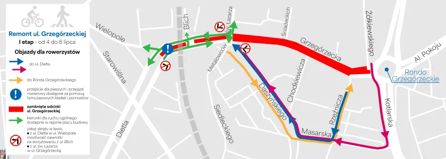 Mapka - Ruch pieszy i rowerowy - Etap 1