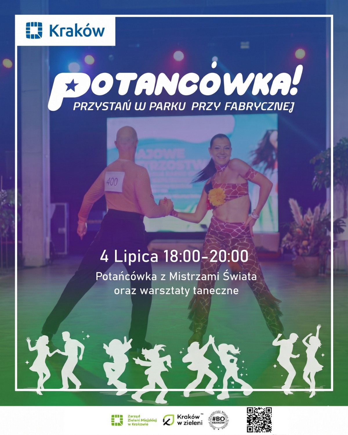 Plakat: Potańcówka w Parku Przy Fabrycznej