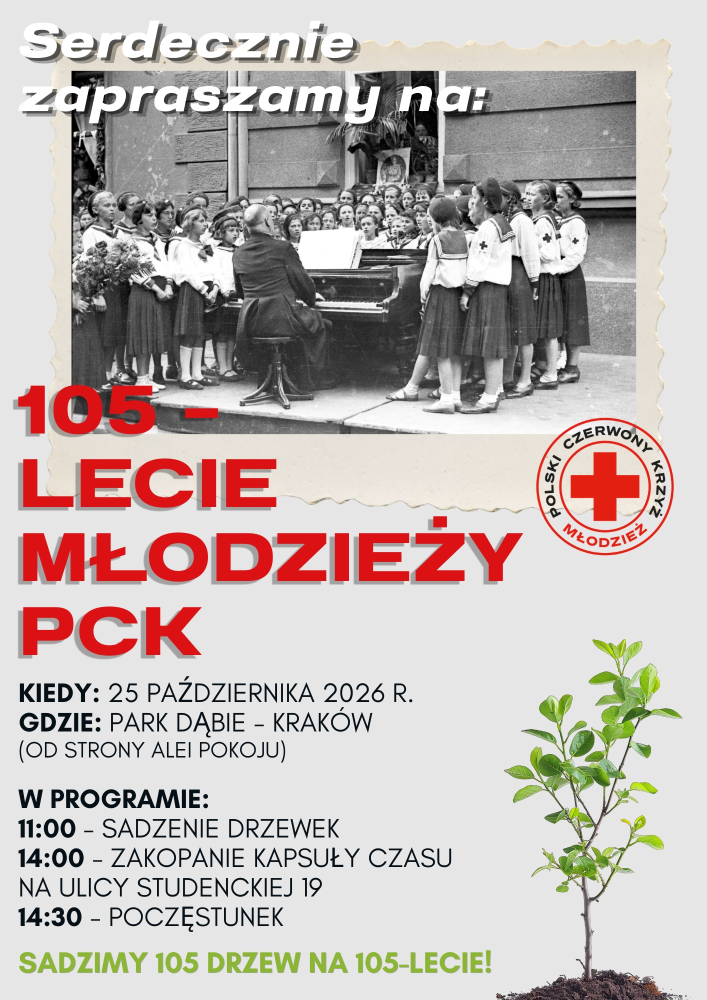 Plakat: 105 drzew na 105-lecie Młodzieży PCK